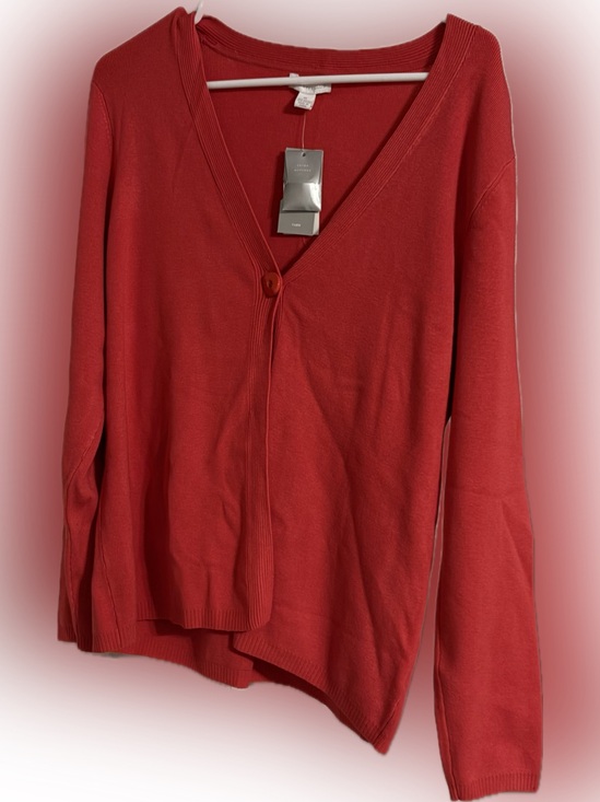 Charter Club Sweaters - Charter Club Coral Red V-Neck Single Button Cardigan